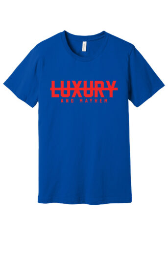 Blue with Red Lettering