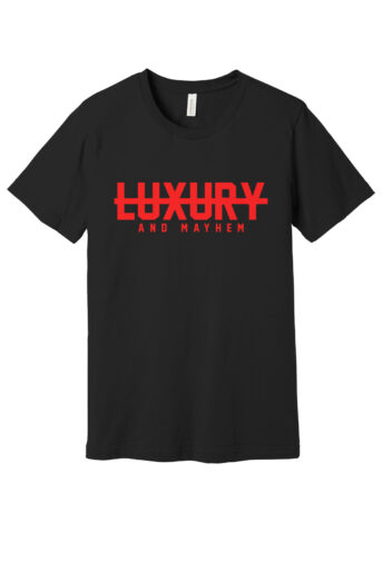 Black with Red Lettering