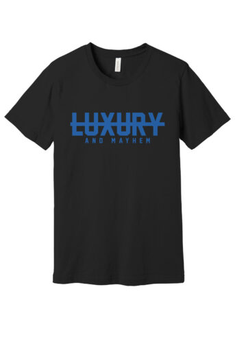 Black with Blue Lettering