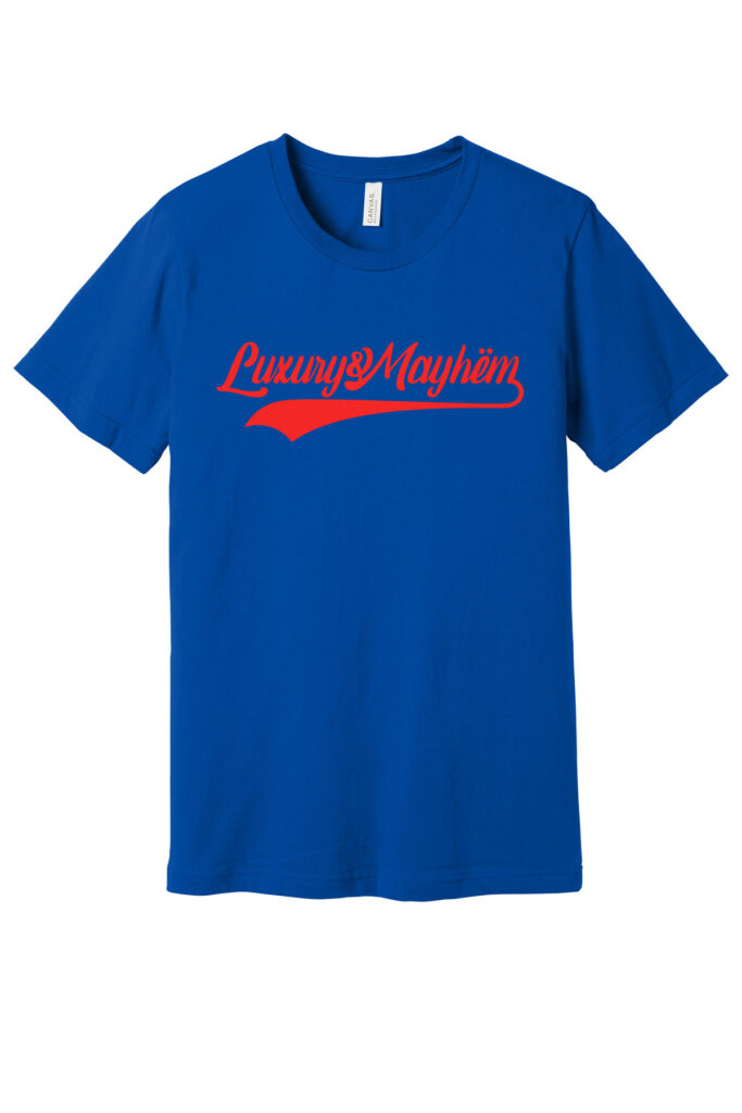Blue w/ Red Lettering