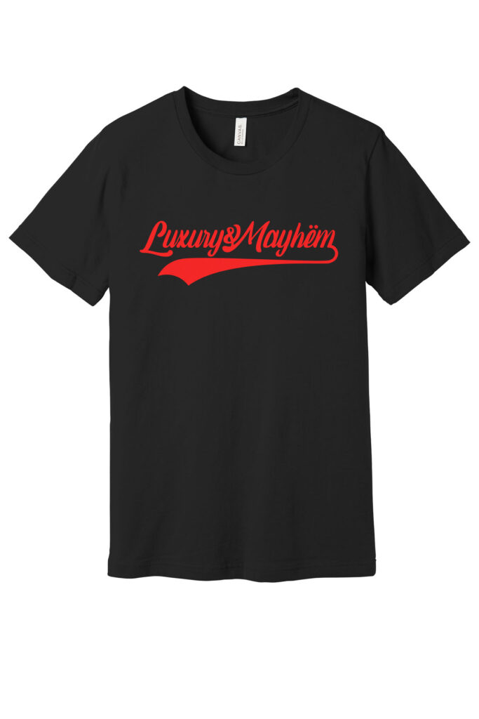 Black w/ Red Lettering