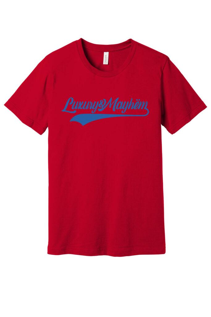 Red w/ Blue Lettering