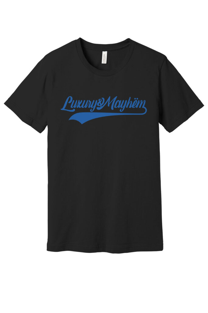 Black w/ Blue Lettering